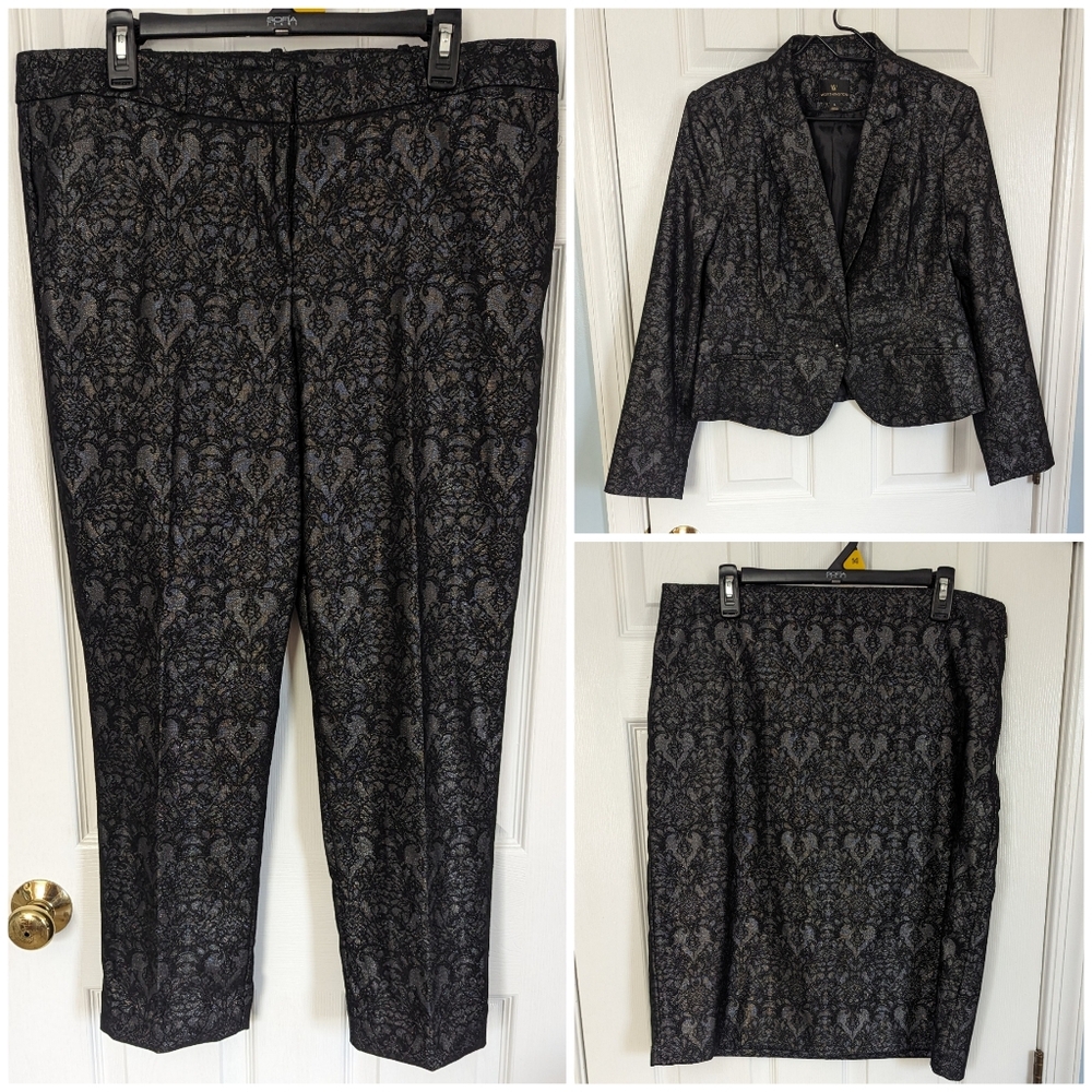 Worthington Women's 3 Piece Glitter Lace Design Suit Sz L/14
